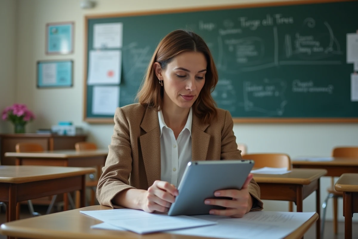 Enseignante examinant des supports PIAL Nancy Metz en classe