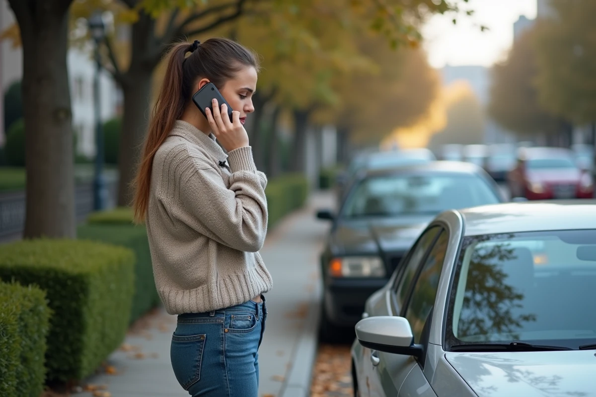Jeune femme parlant au téléphone à côté d