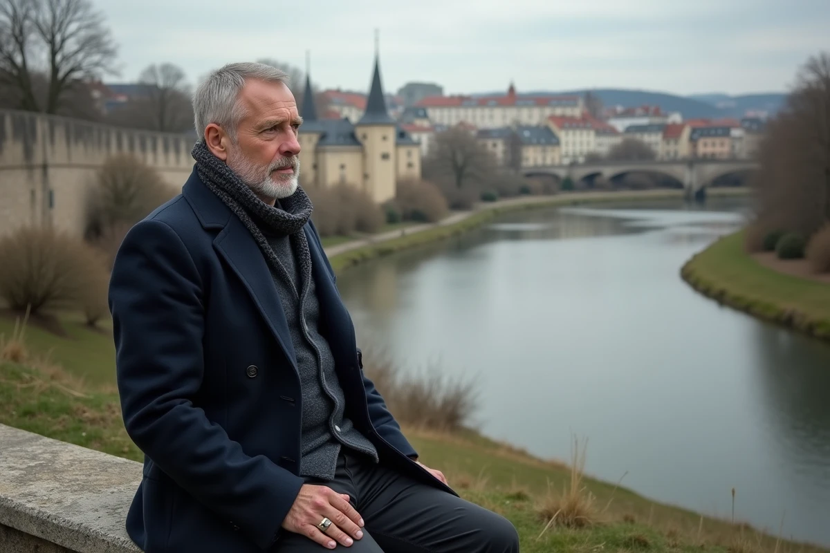 Homme assis sur un banc regardant la Charente